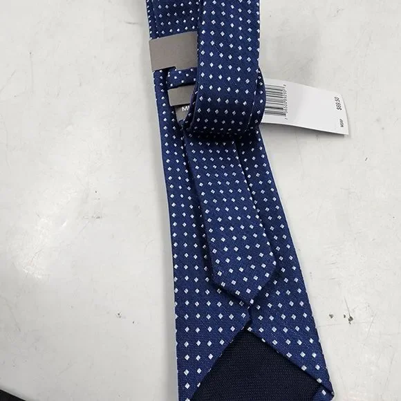 MICHAEL KORS Classic Simple Small Square Print Neck Tie Men's One Size Navy - Picture 12 of 13